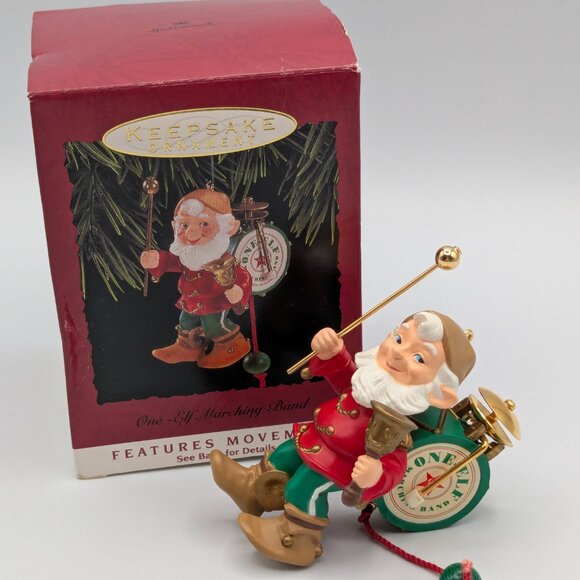 Hallmark Keepsake One Elf Marching Band 1993, Brass with Movement Ornament - Picture 2 of 10